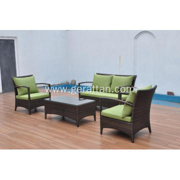 rattan weaving aluminum frame green sofa